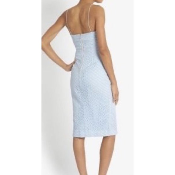 NICHOLAS Baby Blue Lace Eyelet Cut Out Pencil Dress - Size US 4 - Picture 2 of 16
